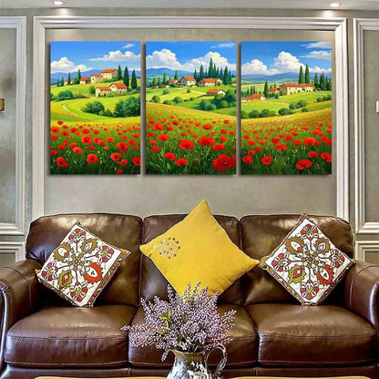 3pcs Painting Daisies Tuscany Nature Metal Print Ready to Hang Art