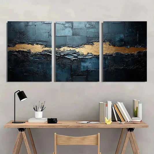 3pcs Modern Black and Silvery Texture Wall Art Set Canvas Framed 40x60cm - High Quality Print 100% Australian Made Wall Canvas Ready to Hang