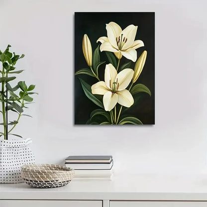Beautiful Beautiful Lily Flower Painting 40x60cm Metal Print Ready to Hang