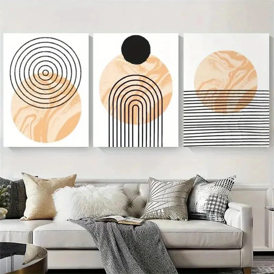 3pcs Minimalist Geometric Circles Metal Print Ready to Hang Art