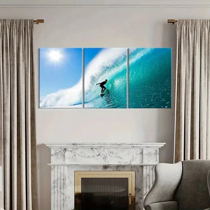 3pcs Man Surfing In the Sea Sport Modern Wall Art Canvas Unframed - High Quality Print 100% Australian Made Wall Canvas