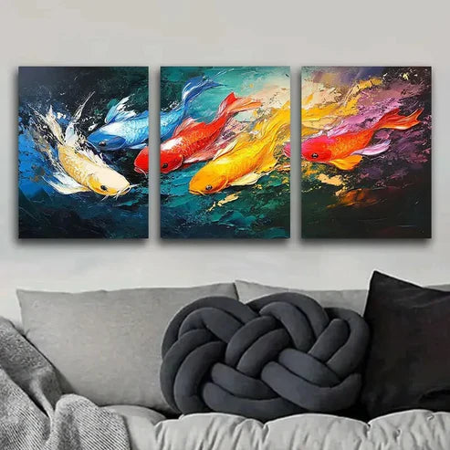 3pcs Colorful Ocean Fish Nature Perfect Wall Art Set Canvas Unframed - High Quality Print 100% Australian Made Wall Canvas