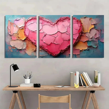 3pcs Artwork Neutral Pink Heart Girly Perfect Wall Art Set Canvas Framed 40x60cm - High Quality Print 100% Australian Made Wall Canvas Ready to Hang