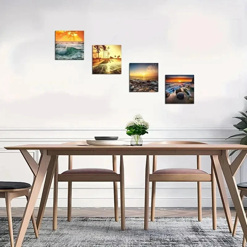 4pcs Beautiful Seascape Nature Composition Wall Art Canvas Framed