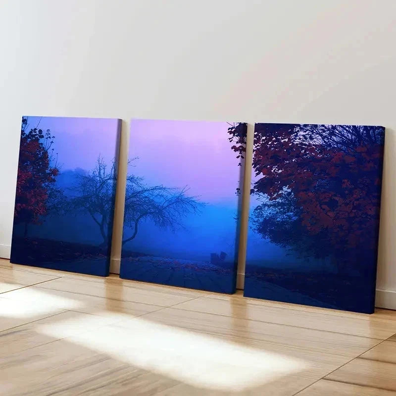3pcs Misty Morning Landscape Decoration Wall Art Set Canvas Framed 40x60cm - High Quality Print 100% Australian Made Wall Canvas Ready to Hang