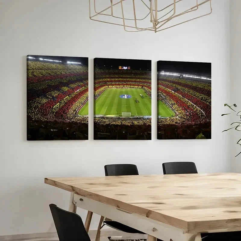 3pcs Football Match Football Stadium Wall Art Set Canvas Framed 40x60cm - High Quality Print 100% Australian Made Wall Canvas Ready to Hang