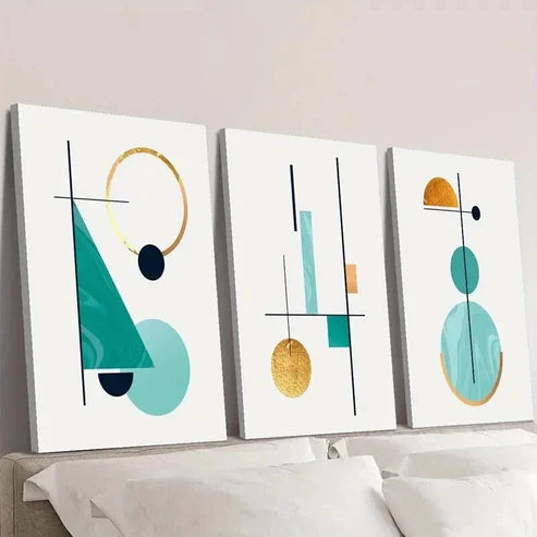 3pcs Abstract Geometric Aesthetics Wall Art Canvas Unframed – High Quality Print 100% Australian Made Wall Canvas