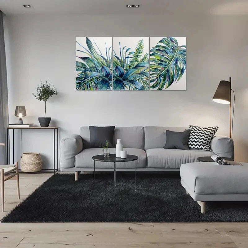 3pcs Modern Tropical Leaf Botanical Metal Print Ready to Hang Art