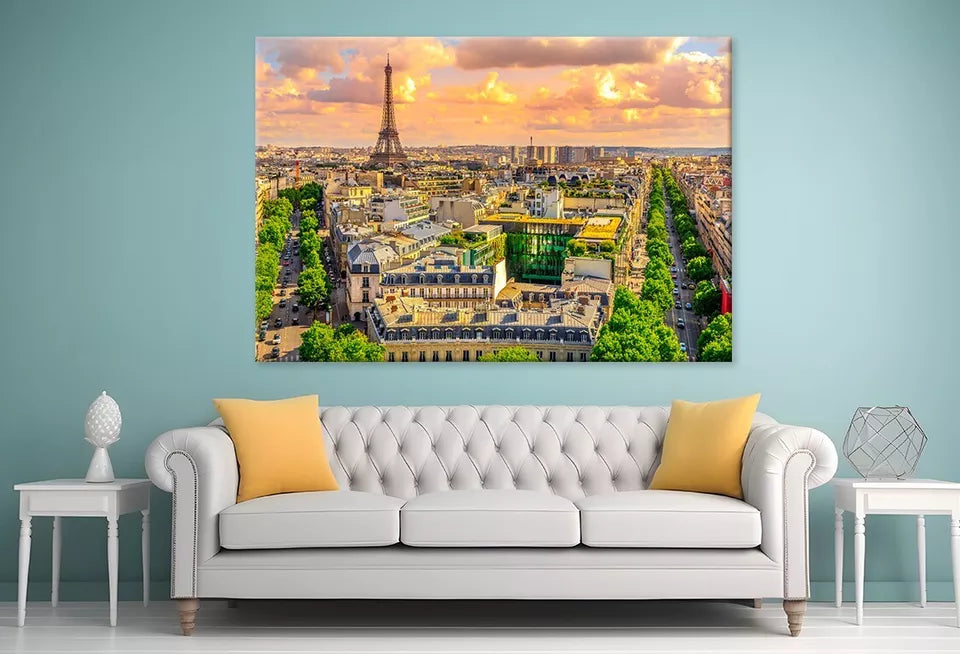 Arch Of Triumph Aerial View  Wall Art Decor 100% Australian Made