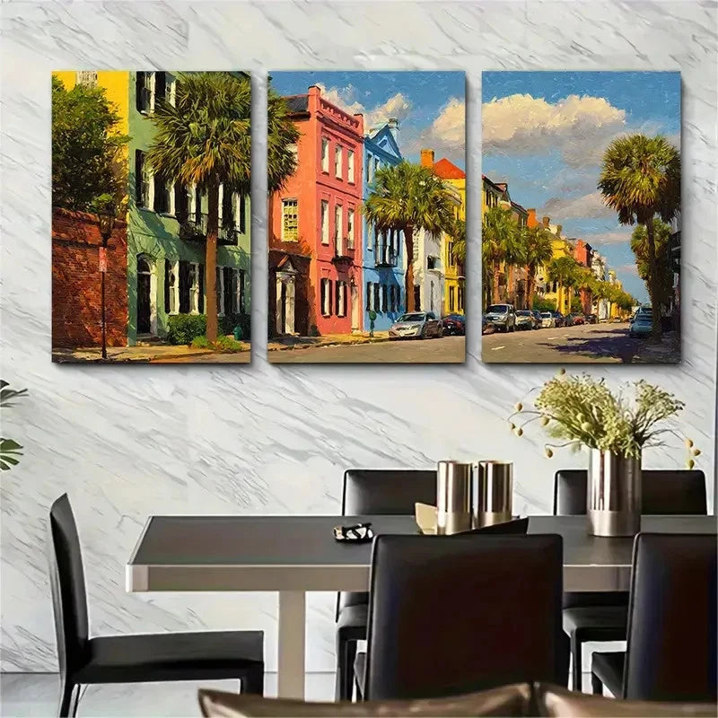 3pcs South Carolina Charleston Décor Perfect Wall Art Set Canvas Framed 40x60cm - High Quality Print 100% Australian Made Wall Canvas Ready to Hang