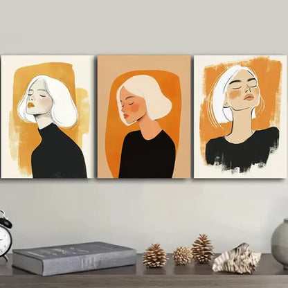 3pcs Featuring an Abstract Portrait Wall Art Set Canvas Unframed - High Quality Print 100% Australian Made Wall Canvas