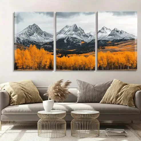 3pcs Majestic Mountain Vibrant Autumn Perfect Wall Art Canvas Unframed - High Quality Print 100% Australian Made Wall Canvas