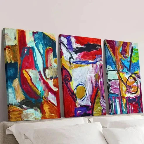 3pcs Colorful Dynamic Graffiti Style Wall Art Canvas Unframed - High Quality Print 100% Australian Made Wall Canvas