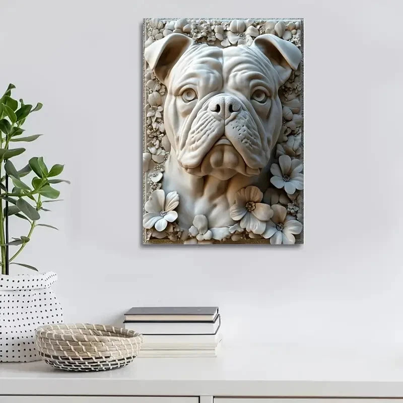 Beautiful English Bulldog Heart Painting 40x60cm Metal Print Ready to Hang