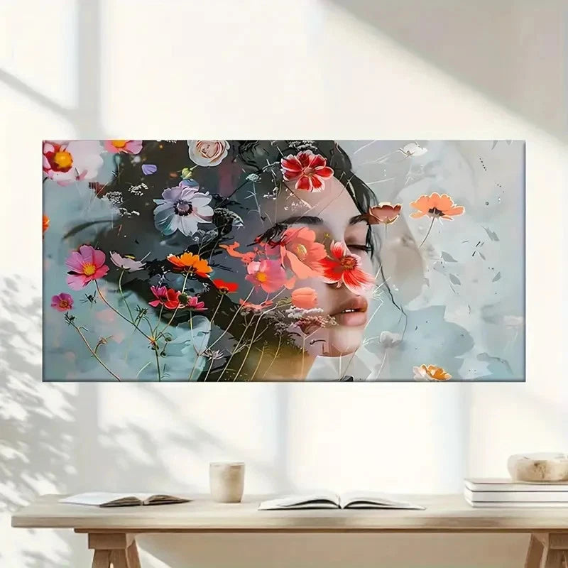 Women With Long Colorful Hair Wall Art Canvas Office Home Room Framed 120x60cm