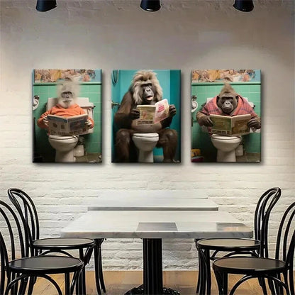 3pcs Funny Monkey Hilarious Décor Perfect Wall Art Set Canvas Framed 40x60cm - High Quality Print 100% Australian Made Wall Canvas Ready to Hang