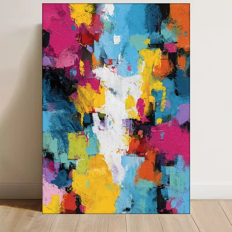 Multicolor Abstract Brushstrokes Painting Metal Print Ready to Hang
