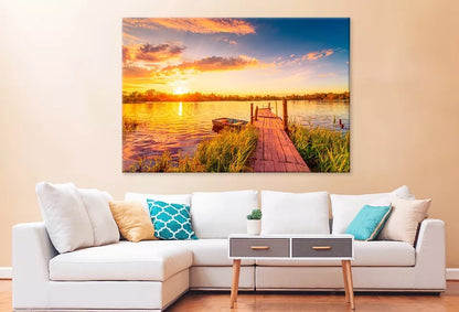 Vibrant Sunset Over The Lake Wall Art Decor 100% Australian Made