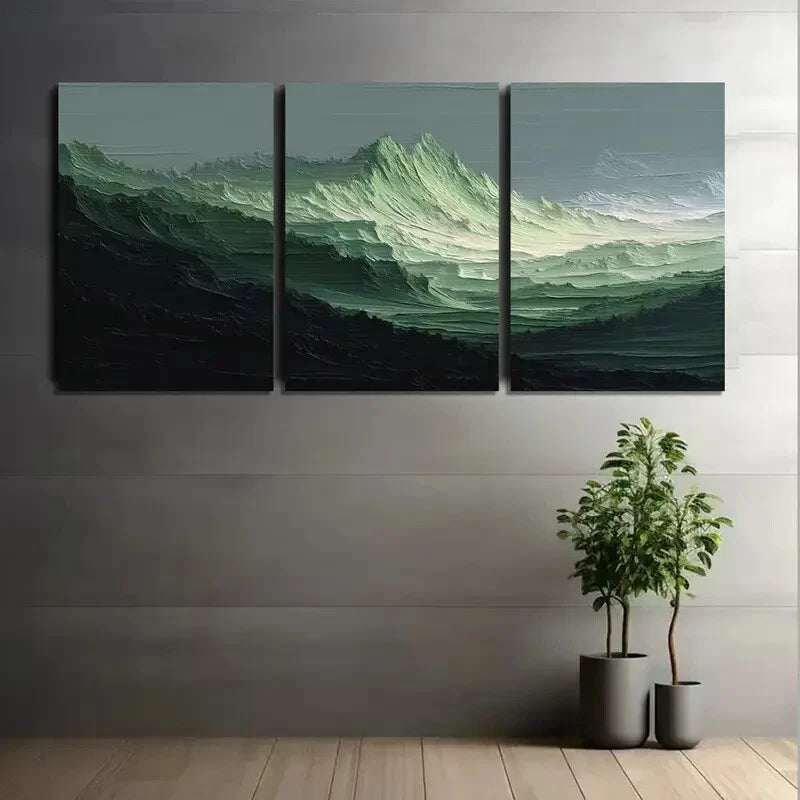 3pcs Modern Abstract Mountain & Hills Design Metal Print Ready to Hang Art