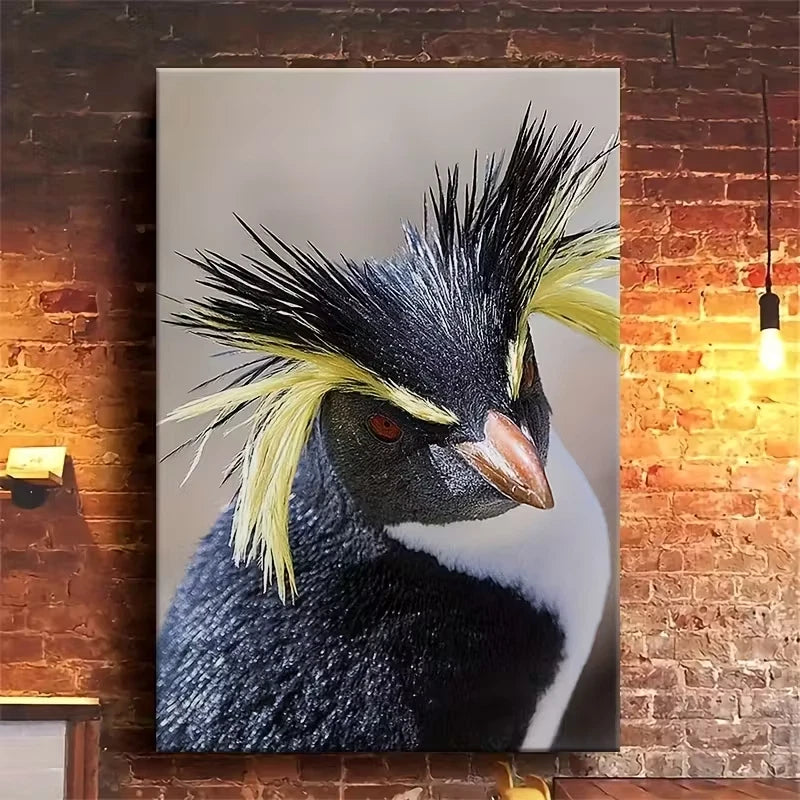 Distinctive Black & Yellow Spiky Feathers 60x90cm Metal Print Ready to Hang