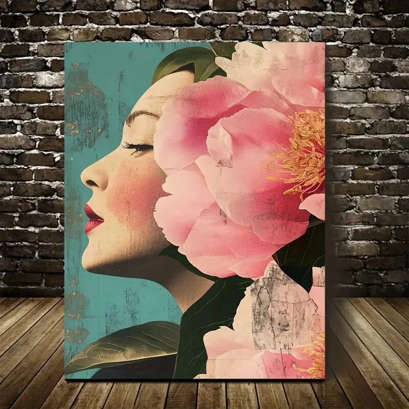 Vibrant Peony Floral Elegant Painting 40x60cm Metal Print Ready to Hang