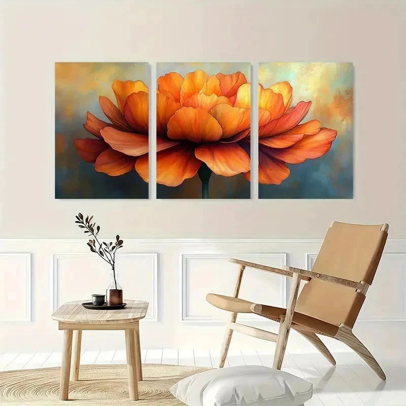 3pcs Marigold Flower Nature Perfect Wall Art Set Canvas Framed 40x60cm - High Quality Print 100% Australian Made Wall Canvas Ready to Hang