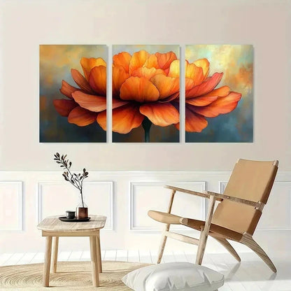 3pcs Marigold Flower Nature Perfect Wall Art Set Canvas Framed 40x60cm - High Quality Print 100% Australian Made Wall Canvas Ready to Hang