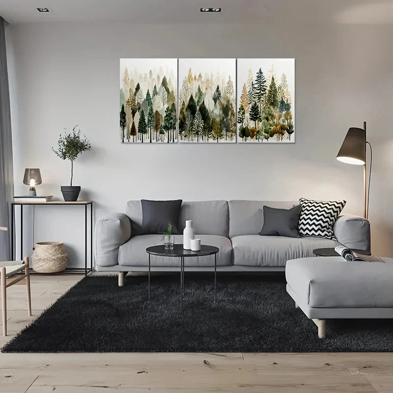 3pcs Abstract Forest Nature Scenery Metal Print Ready to Hang Art