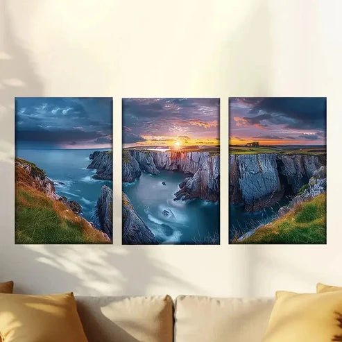 3pcs Sunset on The Coast Wall Art Canvas Unframed – High Quality Print 100% Australian Made Wall Canvas