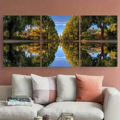 3pcs Mornings In The Park Continuous Wall Art Canvas Unframed - High Quality Print 100% Australian Made Wall Canvas
