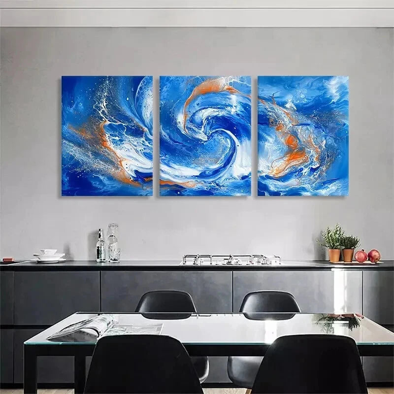 3pcs Abstract Ocean Wave Swirl Fluid Perfect Wall Art Set Canvas Framed 40x60cm - High Quality Print 100% Australian Made Wall Canvas Ready to Hang