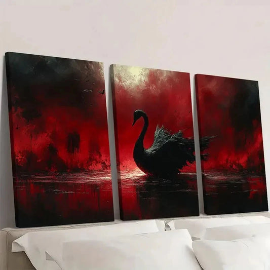 3pcs The Black Swan Gothic Dark Macabre Wall Art Set Canvas Framed 60x90cm - High Quality Print 100% Australian Made Wall Canvas Ready to Hang