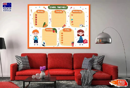NEW (LAMINATED) School Timetable (61X91CM) educational CHART PICTURE PRINT
