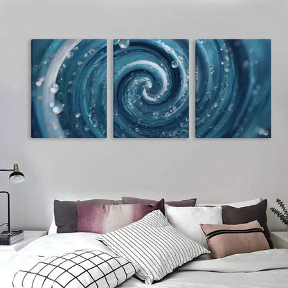 3pcs Blue Water Spiral in The Style Wall Art Set Canvas Framed 60x90cm - High Quality Print 100% Australian Made Wall Canvas Ready to Hang