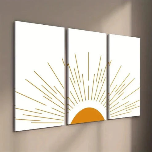 3pcs Abstract Geometric Shape Sun Wall Art Set Canvas Unframed - High Quality Print 100% Australian Made Wall Canvas