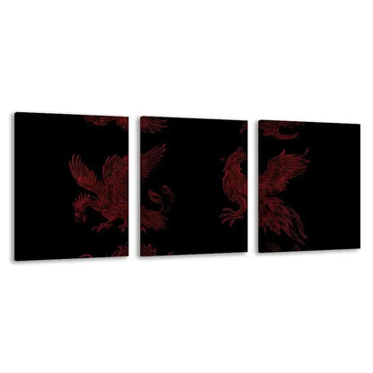 3pcs Red Vector Drawing Set Art    Wall Art Set Canvas Framed 60x90cm - High Quality Print 100% Australian Made Wall Canvas Ready to Hang