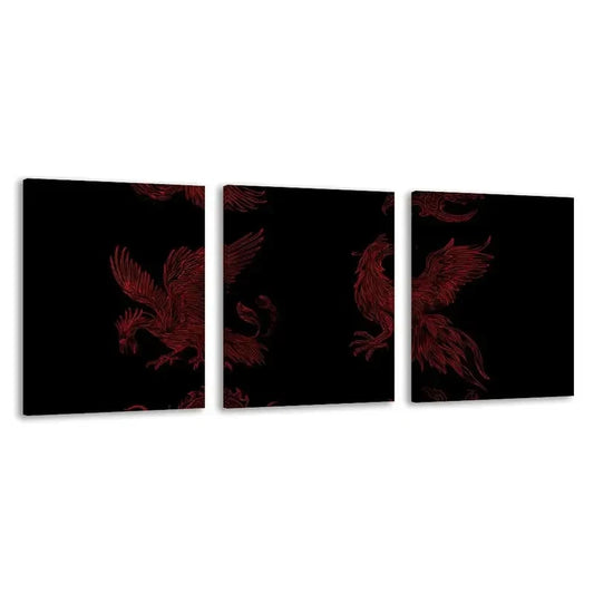 3pcs Red Vector Drawing Set Art    Wall Art Set Canvas Framed 60x90cm - High Quality Print 100% Australian Made Wall Canvas Ready to Hang