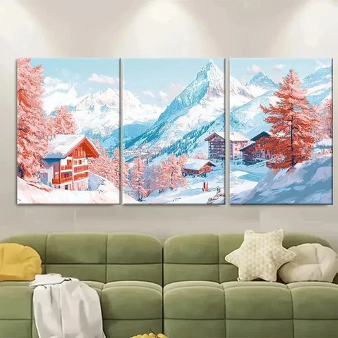 3pcs Switzerland Zermatt Travel Perfect Wall Art Set Canvas Unframed - High Quality Print 100% Australian Made Wall Canvas