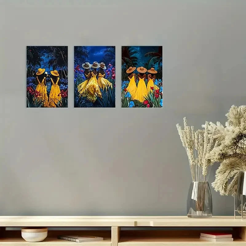 3pcs Vibrant African Dance Irises   Wall Art Canvas Framed 40x60cm - High Quality Print 100% Australian Made Wall Canvas Ready to Hang