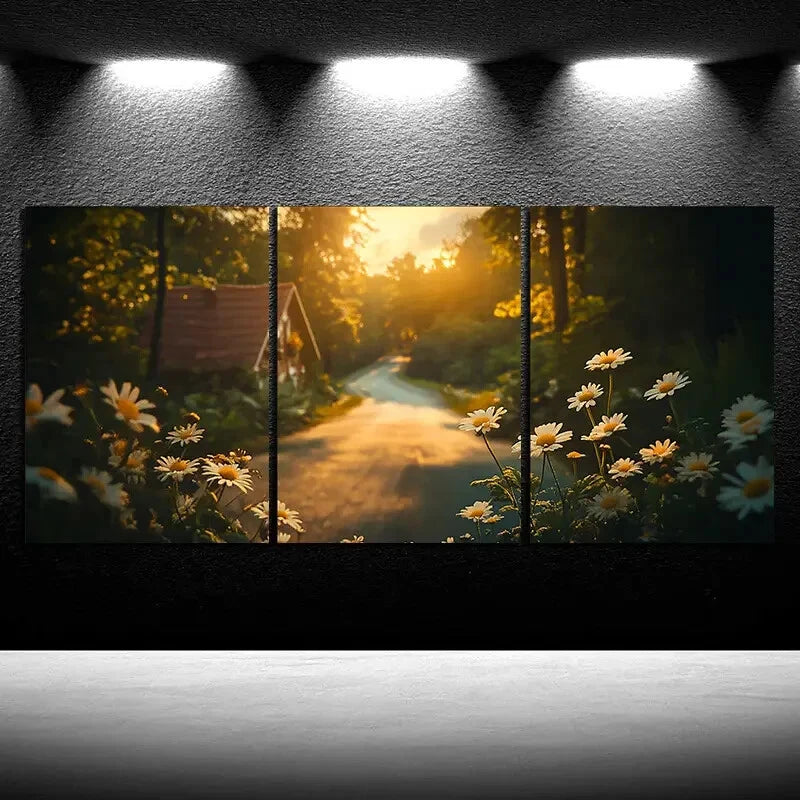 3pcs Flowers Under The Sunshine Metal Print Ready to Hang Art
