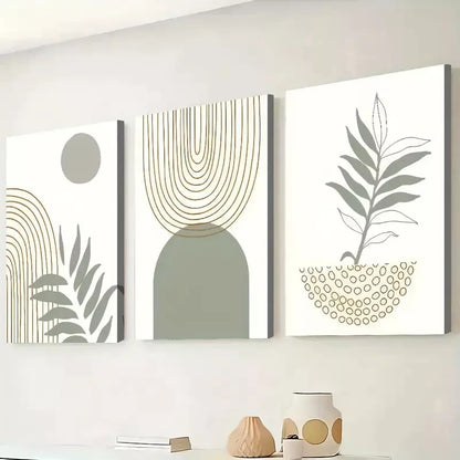 3pcs Bohemian Modern Minimalist Botanical Plant Wall Art Set Canvas Framed 50x70cm - High Quality Print 100% Australian Made Wall Canvas Ready to Hang