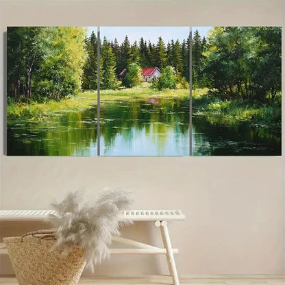 3pcs Shogvik Lake Wall Art Set Canvas Unframed - High Quality Print 100% Australian Made Wall Canvas