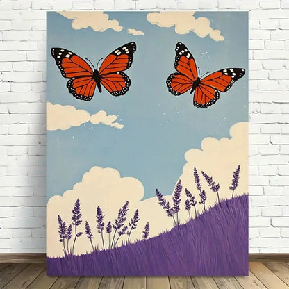 Beautiful Modern Vintage Butterfly Lavender Sky 40x60cm Metal Print Ready to Hang