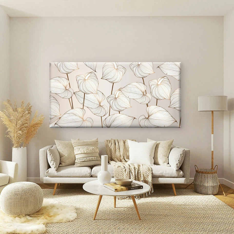 Floral Vector Background Design Wall Art Canvas Office Home Room Framed 120x60cm