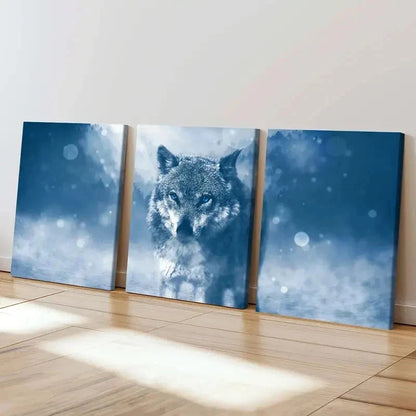 3pcs Animal Art Painting Wolf Modern Wall Art Set Canvas Framed 40x60cm - High Quality Print 100% Australian Made Wall Canvas Ready to Hang