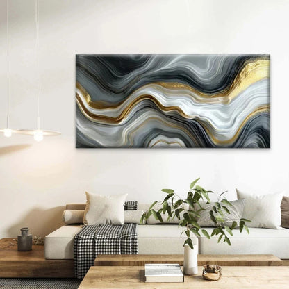 Minimalist Golden & Marble Wall Art Canvas Office Home Room Framed 120x60cm