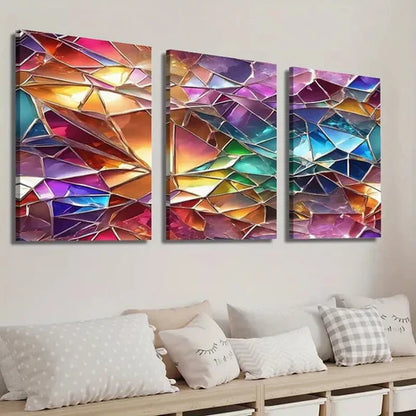 3pcs Abstract Geometric Shapes Creative Wall Art Set Canvas Unframed - High Quality Print 100% Australian Made Wall Canvas