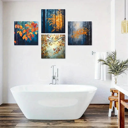 4pcs  Autumn Poster, Leaf Wall Art Canvas Framed