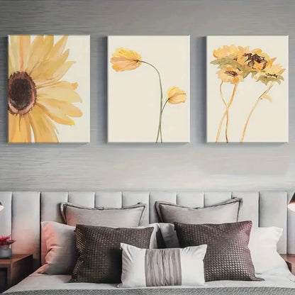 3pcs Yellow Sunflower Aesthetic Metal Print Ready to Hang Art