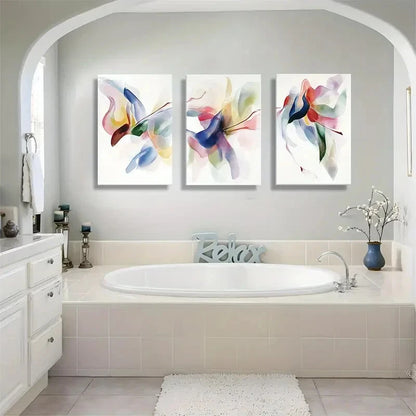 3pcs Vibrant Abstract Butterfly Modern Metal Print Ready to Hang Art